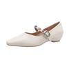 French retro v-port one-word buckle with Mary Jane shoes thick heel 2025 new soft leather square head low heel light mouth single shoes