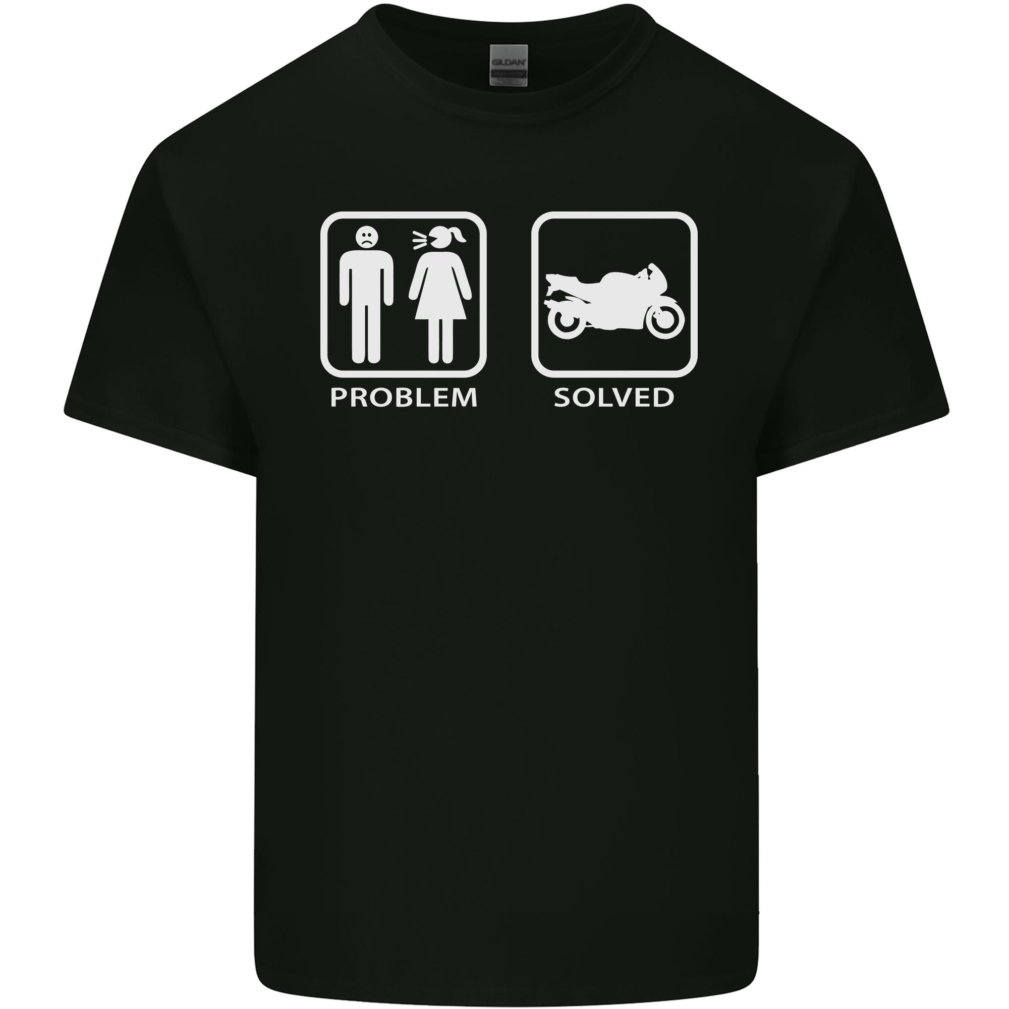 Motorbike Problem Solved Biker Motorcycle Unisexs Light Cotton TShirt S
