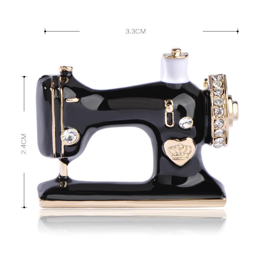 Thimble Needle Thread Seamstress Black Sewing Machine Brooch Women Pin Brooches Enamel Pins