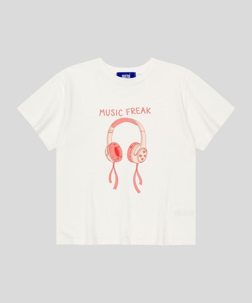 Myujigpeulikeu Retro Line Headphones T-Shirt - White