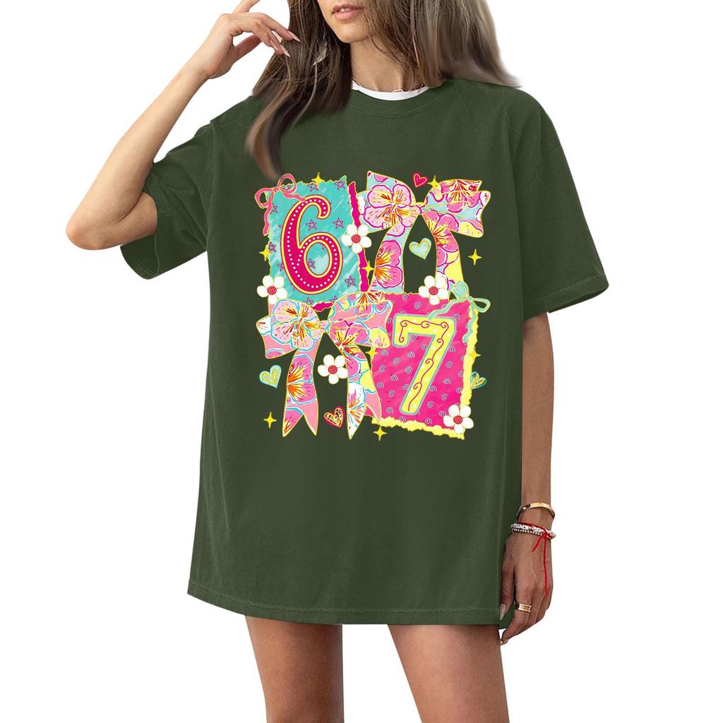 Women's Fashionable And Casual Long Sleeve Printed Short,Sleeved Top