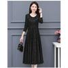 Abito Maxi Lussuoso Jacquard Floreale Girocollo Maniche Lunghe per Madri Elegante Abito da Ballo