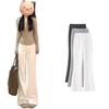 White-Gray High-Waisted Petite Micro-Flared Slimming Horseshoe Pants for Women, Spring/Autumn 2025 Collection