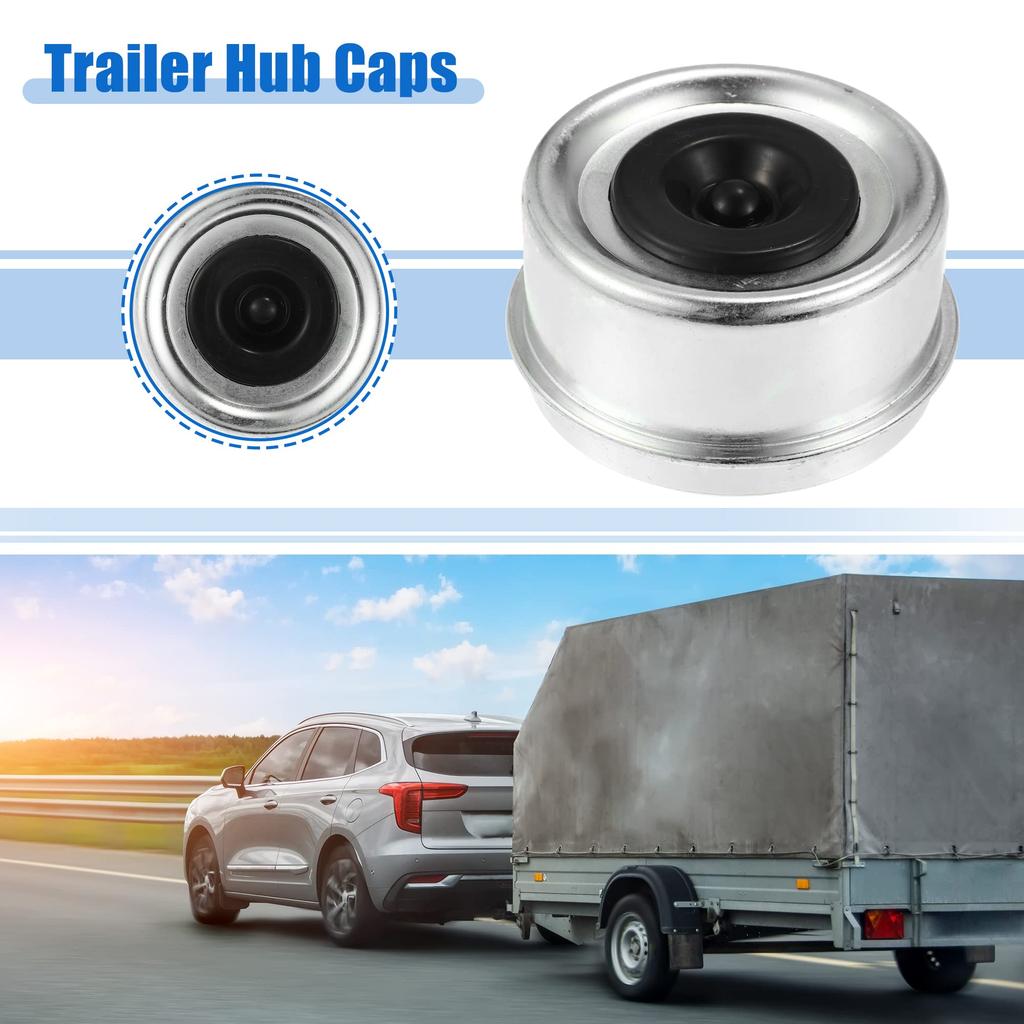 ACROPIX 4 Stück Anhängerachse Rad Staubschutzkappe Tasse Anhänger Lager Staubschutzkappe für Anhängerradnabe 6,2cm Silberton