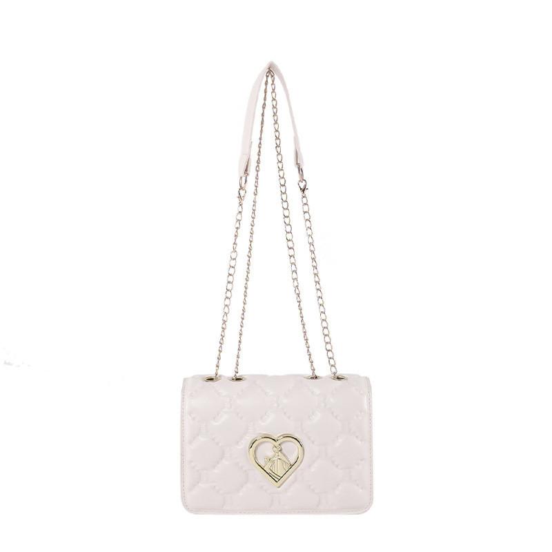 Fashionable Street Style Small Square Bag 2024 Spring New Trend Diamond Chain Single Shoulder Slant Bag In White белый