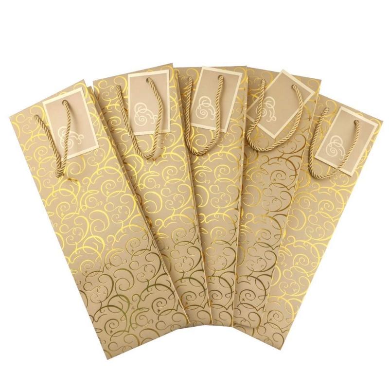 6 Pack Paper Wine Gift Bags Elegant Wine Presentation Bag Perfect for Anniversaries Weddings and Birthday Celebration