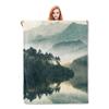 Wash-ink landscape painting digital-printed polyester Bedroom velvet flannel soft sofa cover blanket Fleece sofa cover blankets