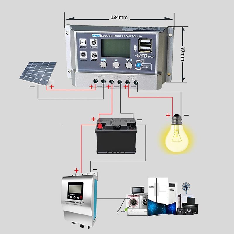 12V/24V 10A/20A/30A/40A/50A High Definition LCD Digital Display Bluetooth Solar Charge Controller Repair PWM Solar Controller