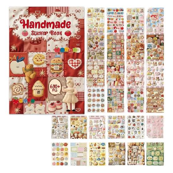 Kniha samolepek Realistická výšivková textura Samolepky Obsahuje 680 ks Roztomilé výřezové samolepky pro deníky Scrapbooking Plánovače