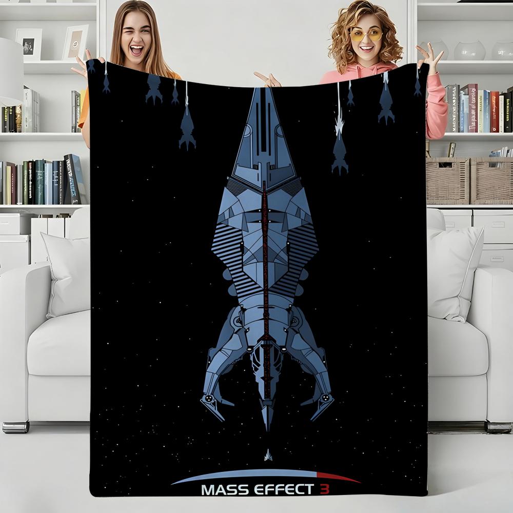 Game M-Mass Effect Throw Flannel Blanket Perfect for Sofa Office Bed Travel Sleep Read Relax Camping Four Season Use