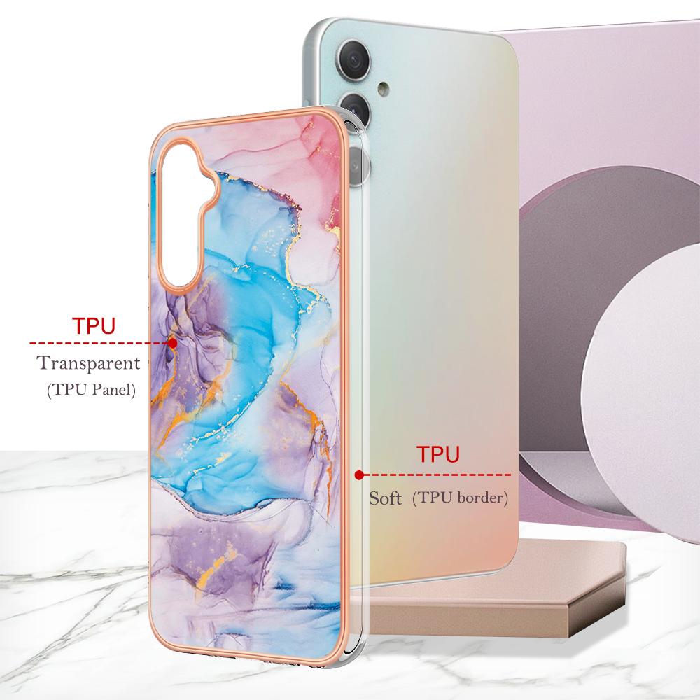 For Samsung Galaxy A25 5G (Global) (161.0 x 76.5 x 8.3mm) Case with IMD Marble Flower Pattern TPU Mobile Back Cover
