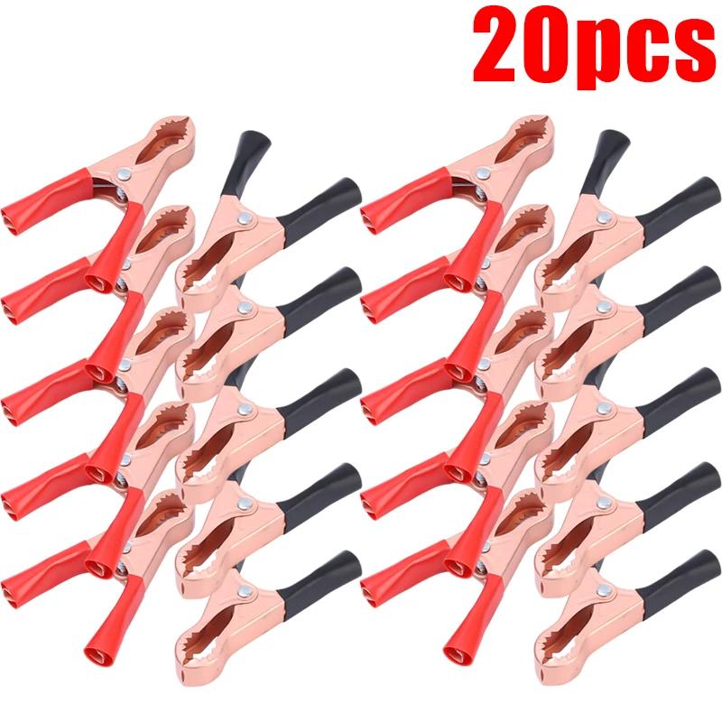 20/2pcs 70mm Crocodile for Car Caravan Van Battery Test Lead Clips Best Promotion Alligator Clips Connector Plug Power Red Black