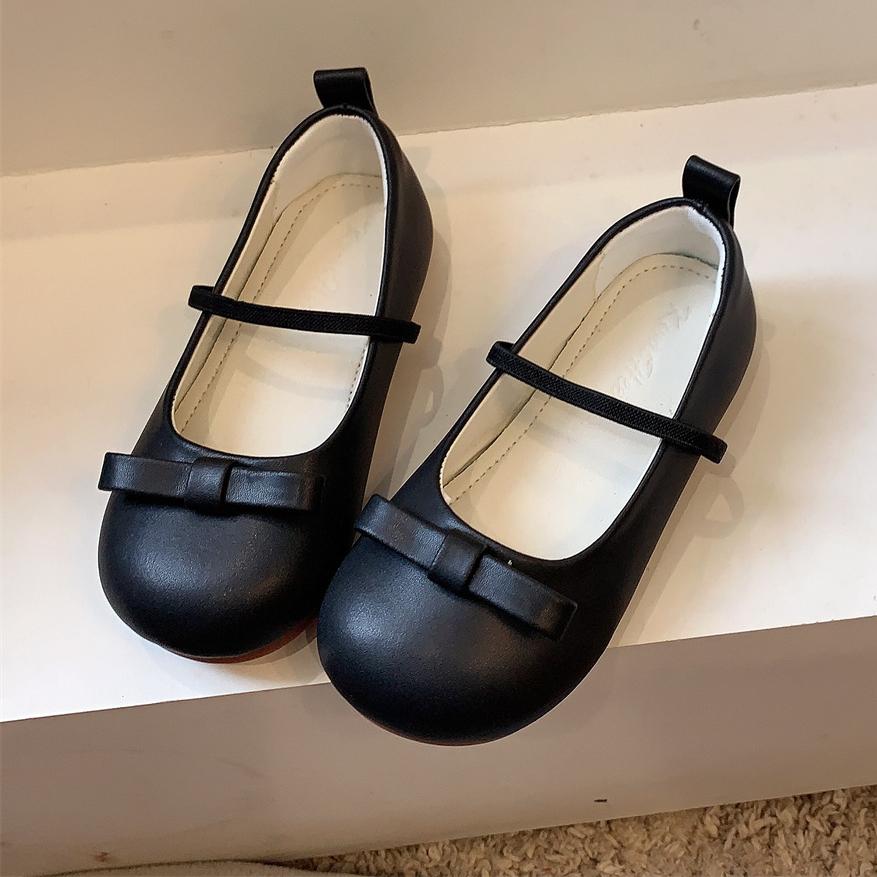 Bowknot French Style Children's Shoes for Girls Soft Sole Leather Shoes Shallow Mouth Children's Princess Shoes Baby Single Shoes