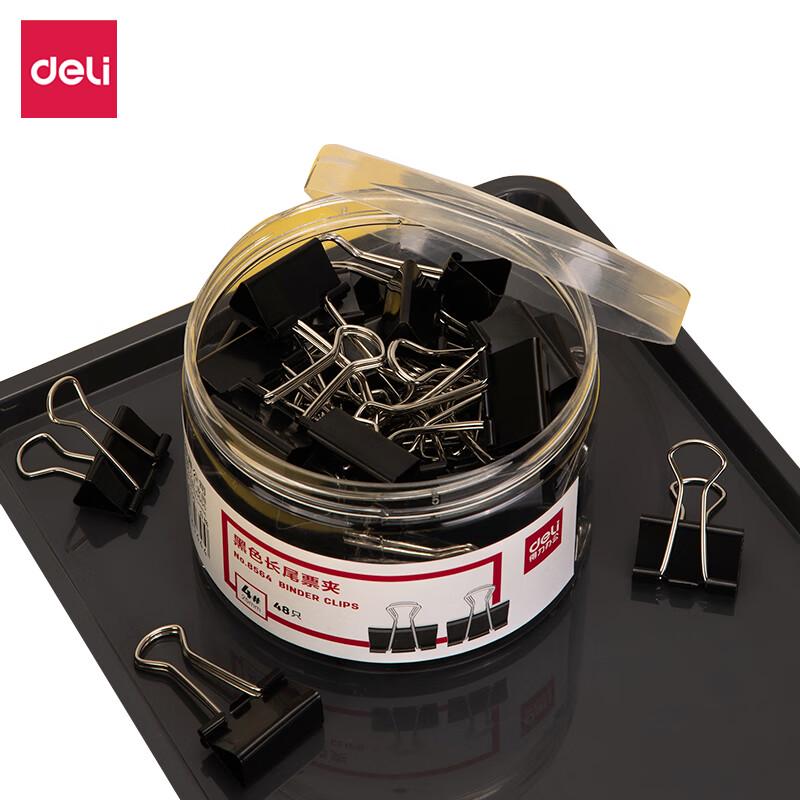 Deli 25mm Black Long Tail Paper Clips