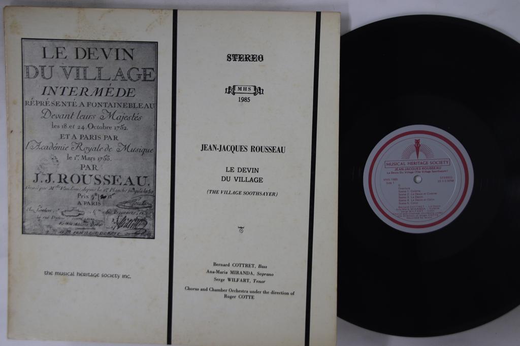 LP Record JEAN JACQUES ROUSSEAU - Le Devin Du Village MHS1985 MUSICAL HERITAG 1972 US Classical Used