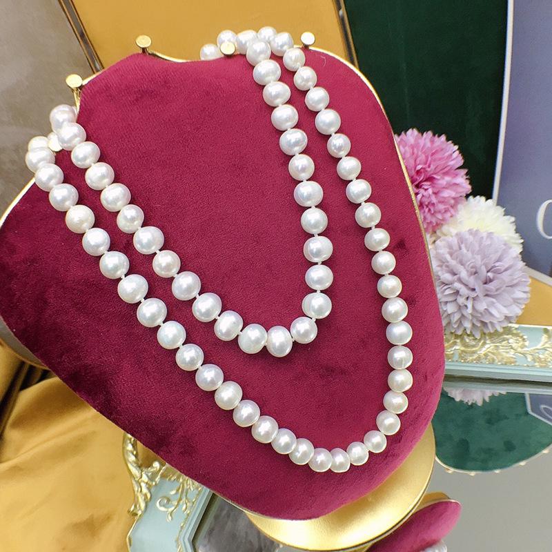 Korean Style Freshwater Pearl Sweater Chain for Women - Elegant and Trendy Niche Design (9-10mm Pearls) 9-10mm