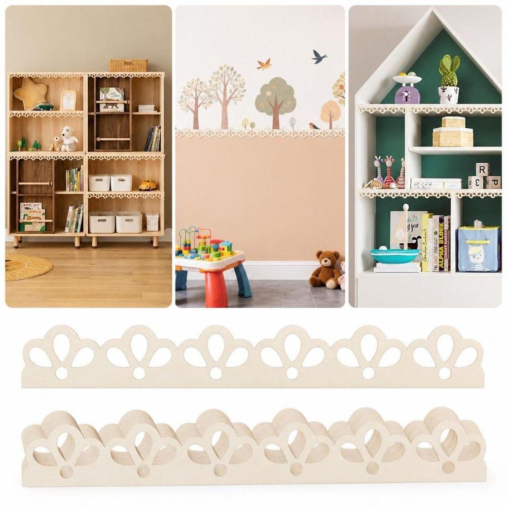 5pcs Stainable Decorative Wood Trim Paintable Scalloped Edge Wood Molding Home Wall Decoration