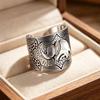 Men's Large Retro Silver Thai Elephant Ring - Bold, Versatile Style