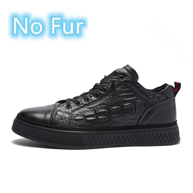 Italiensk Ekte Lær Fritidssko Mote Herre Snøresko Utendørs Varm Vinter Herre Flats Skinnende Kontor Herre Dressko