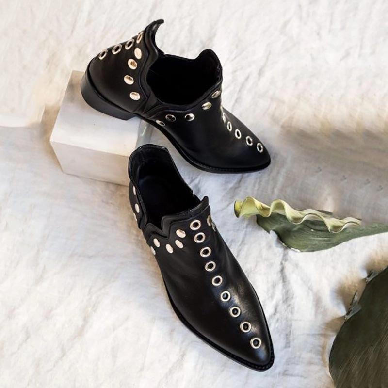 Women's Ankle Boots Autumn Versatile Pointed Rivet Personalized Short Boots Women