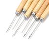 2pcs Wooden Handle Sewing Awl Hand Stitching For DIY Leather Bracelet Jewelry Making Repair Tool Punch Sewing Needle Hook Tool