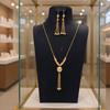 Gold-Plated Tassel Necklace & Earring Set: Middle Eastern Wedding Jewelry for Women