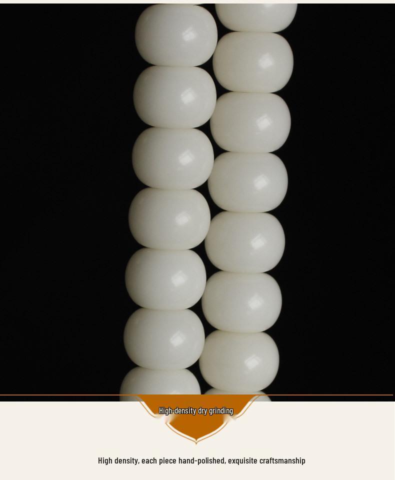 White Jade Bodhi Seed Buddhist Rosary Bracelet & Necklace with 108 Beads for Men and Women Jewelry