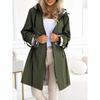 Fashion Trench Coat Woman Autumn Winter Solid Color Versatile Casual Street Style Cardigan Long-sleeved Hooded Plaid Outerwears