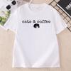 Cats and Coffee Lover Tee Unisex Funny Black Cat Tshirt Casual Round Neck Printed Graphic Tee Summer Cotton Shortsleeve Tee