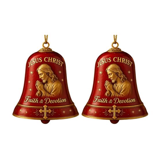 1/2/3Pcs Jesus Pray Commemorative Bell Ornament Christmas Tree Hanging Jesus Christ Faith Devotion Bell Decoration Holiday Party Pendant