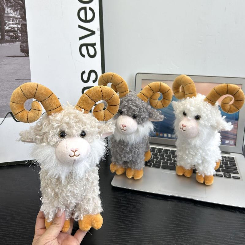 2027 Cute Goat Sheep Plush Keychain Kawaii Curly Lamb Stuffed Toys Bag Pendant Lovely Hanging Decoration New Year Gifts