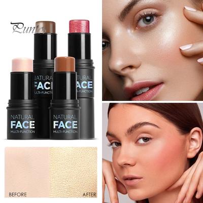Alt-i-én Highlighter Rouge Bronzer 3D Ansigtsskulptur Makeup Stick Vandtæt Langtidsholdbar Highlighter Creme Fedtfri Ansigtsrouge Skønhedsstift