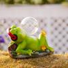 Outdoor Garden Statues Frog Blowing Bubble Solar Garden Statue Outdoor Weatherproof Animal Figurine Decoration Whimsical Night