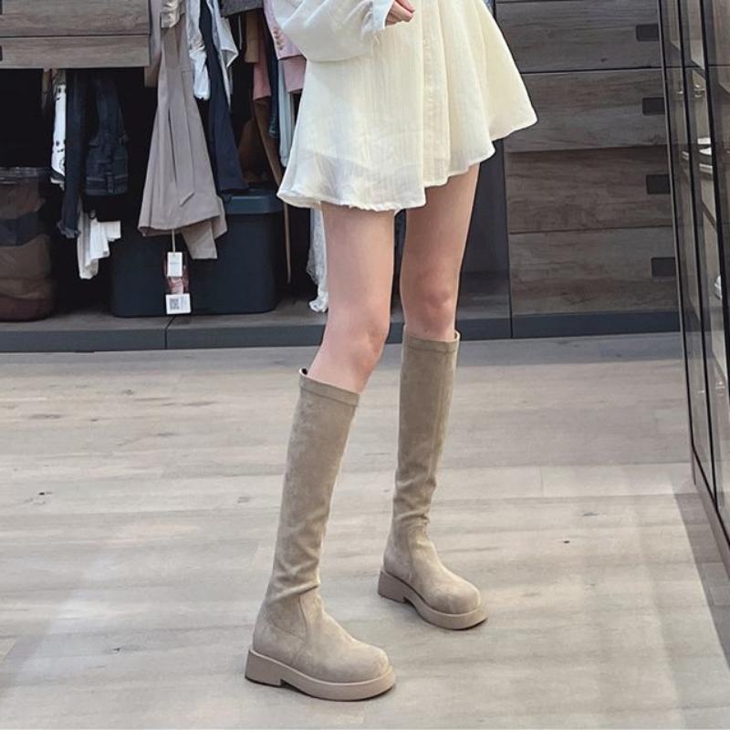 

Knee Thigh High Boots Woman Winter 2024 Boot Chunky Platform New In Women s Long Shoes for Women Autumn with Low Heels Elastic 40 хакі
