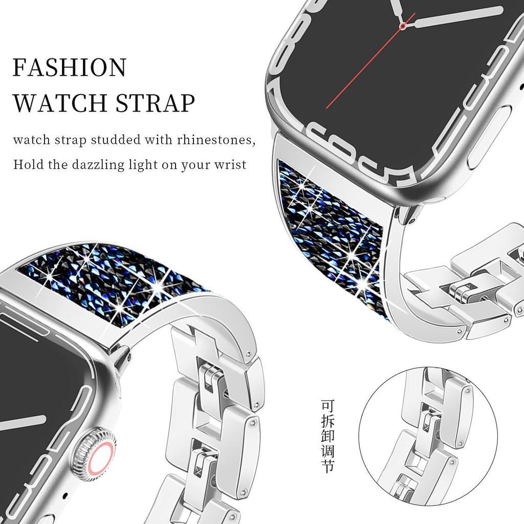 Apple Watch Serisi için lüks Elmas Bilezik Band Ultra9/8/7/6/5/4/3/2/se Paslanmaz Çelik saat kayışı Iwatch için 41mm 45mm 38 42mm Kayış