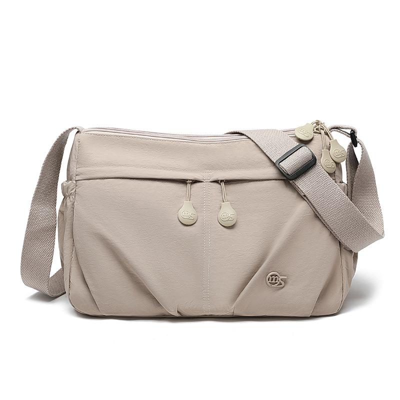 Large Capacity Cloth Bag Women's Summer New Casual Messenger Bag Versatile Pleated College Student Tote Bag