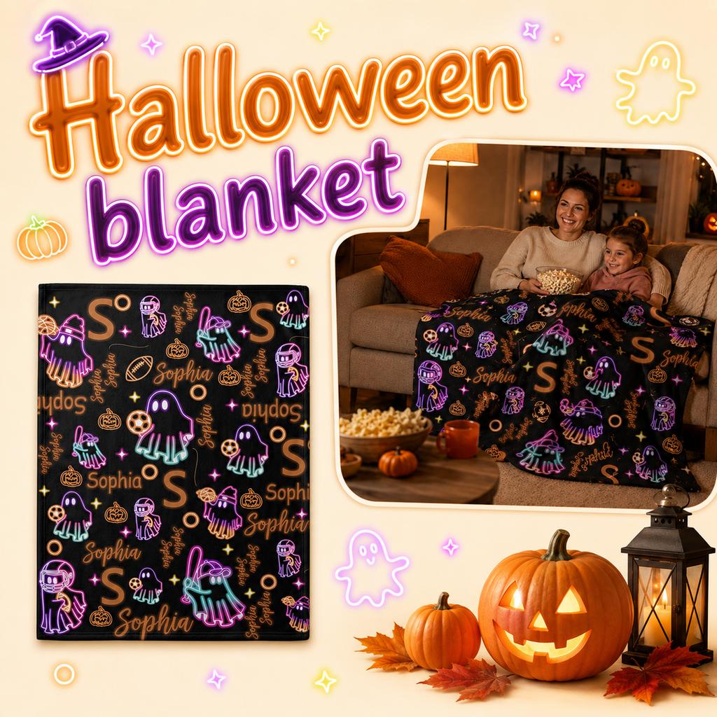 Halloween Blanket for Couch and Bed, Cozy Throw for Fall Home Decor