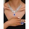 Sapphire Necklace Earrings Bracelet Four-piece Women's Jewelry Wedding Dress