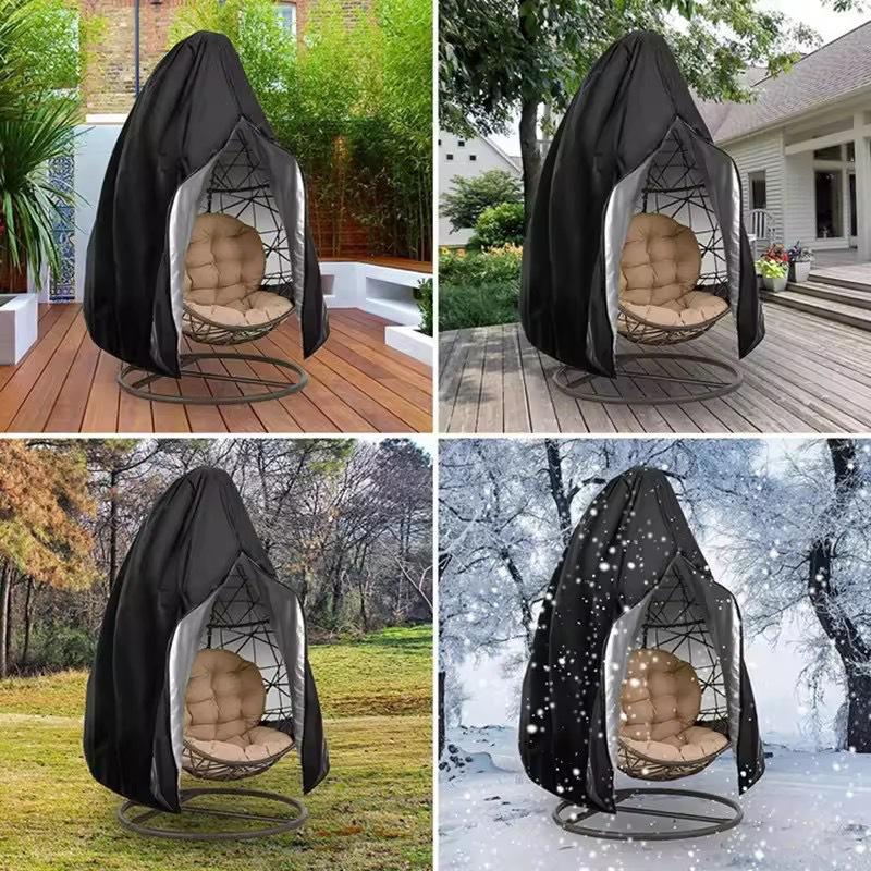 Silver Coated 210D Oxford Cloth Outdoor Eggshell Swing Chair Dust Cover with Middle Opening Zipper