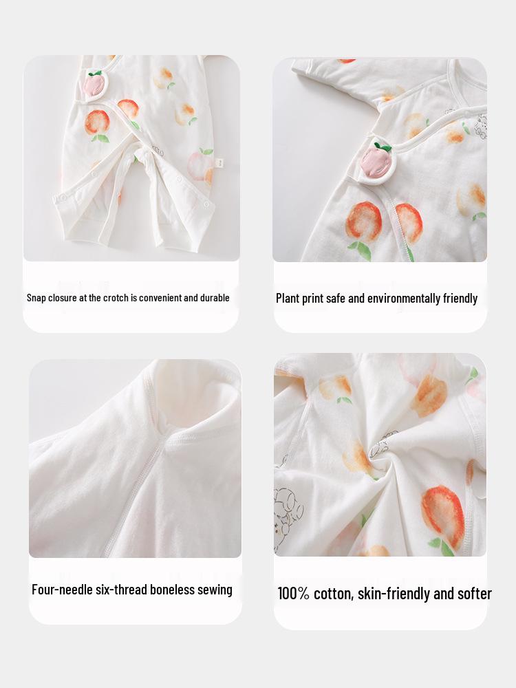 Newborn Spring/Autumn Cotton Velcro Jumpsuit - Warm Padded Butterfly Design for Infants and Toddlers