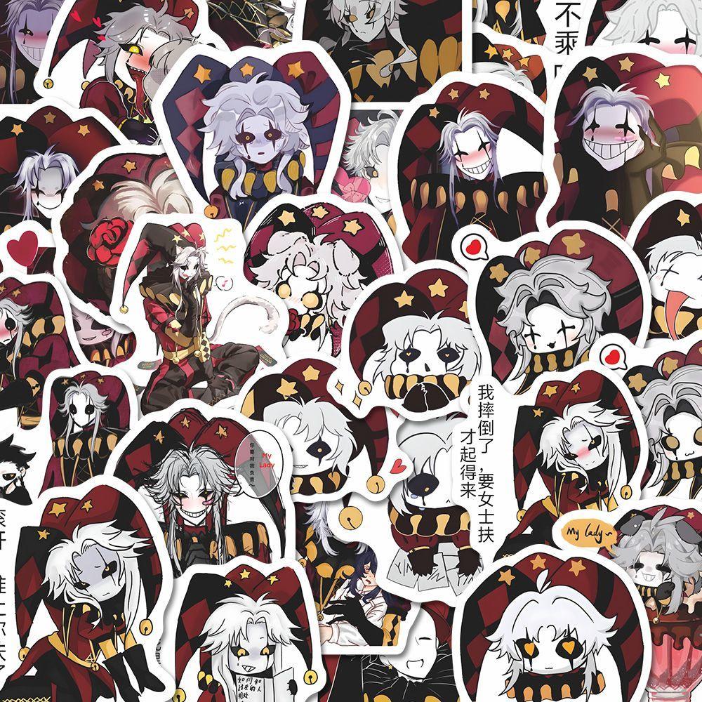 The Freak Circus Harlequin Pierrot Jester Student Notebook Book Stickers Coffee Cup Water Glasses Stickers Mobile Phone Sticker 60pcs