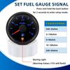 7 Color Backlight 52mm Fuel Level Gauge With Flashing Alarm 0-190ohm 240-33ohm 0-90ohm Oil Tank Meter Digital pointer Gauge