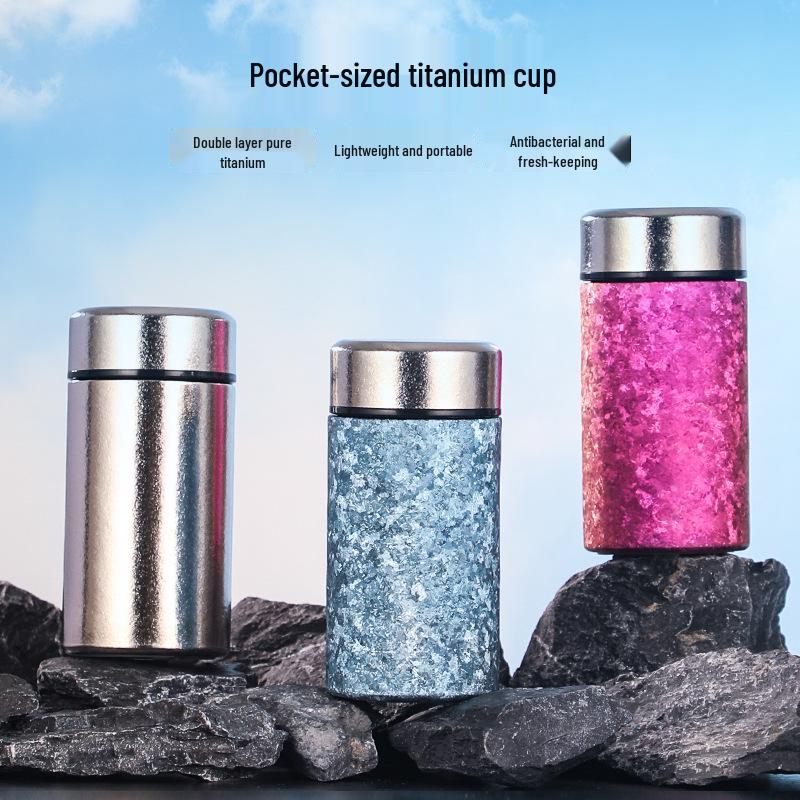 Pure Titanium Insulated Mini Pocket Cup - Bird's Nest Design for Ladies