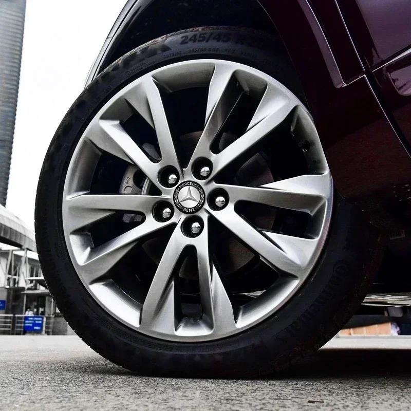 4Pcs Aluminum Metal Emblem Car Wheel Center Hub Caps Sticker Badge For Mercedes Benz B/C/E/S Class A Class C200L GLC GLE CLA