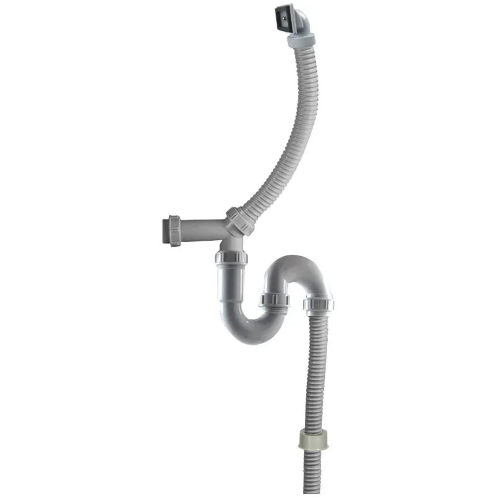 45mm Single Bowl Kitchen Sink Drain Pipe With U Bend Anti Smell Rear Drainage Filter Sink Strainer Hose Drain Pipe Plumbing