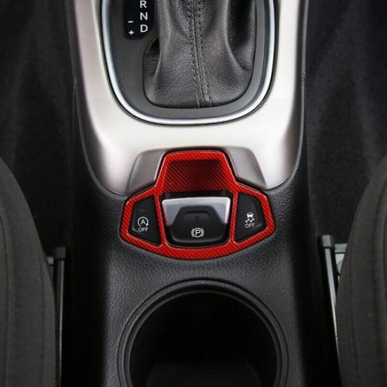 Hand Brake Lever Strip Cover Trim 1* For Jeep Compass 2017- Red Carbon Fiber