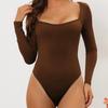 Women Solid Color Long Sleeve Bodysuit Tummy Control Butt Lifting Shapewear