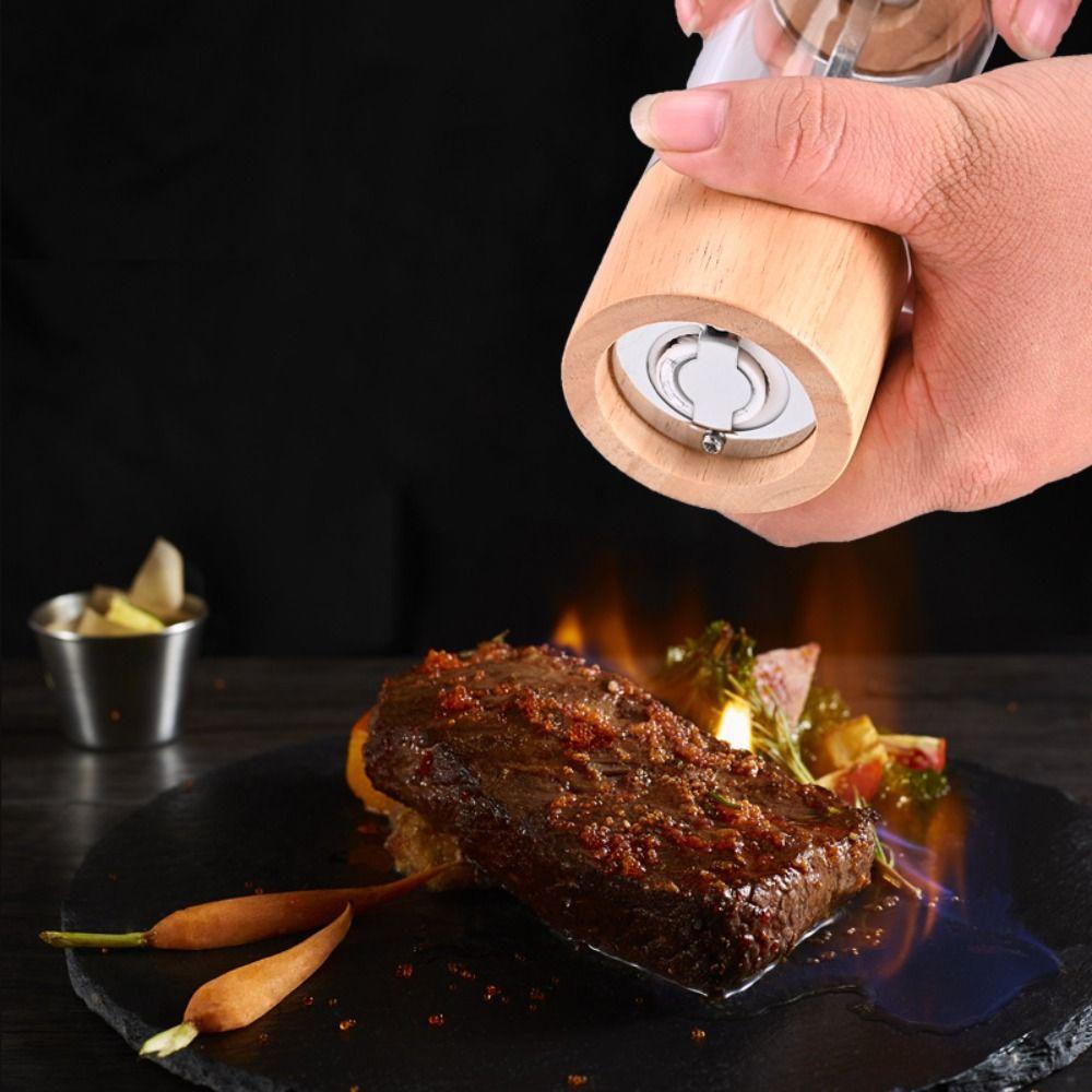 Manual Acrylic Adjustable Wooden Kitchen Tool Spice Grinder Salt and Pepper Mill Sea Salt Jar