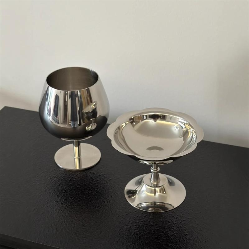 Elegant Stainless Steel Puddings Cups Footed Dish Bowl For Dessert Ice Cream And Cake Perfect For Home Parties And Cafes
