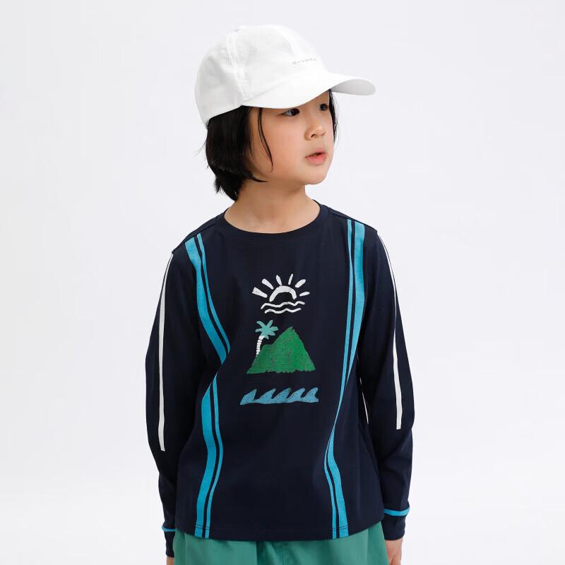 Na Ju Kids Color Block Illustration Printed Long-Sleeve Cotton Ribbed T-Shirt